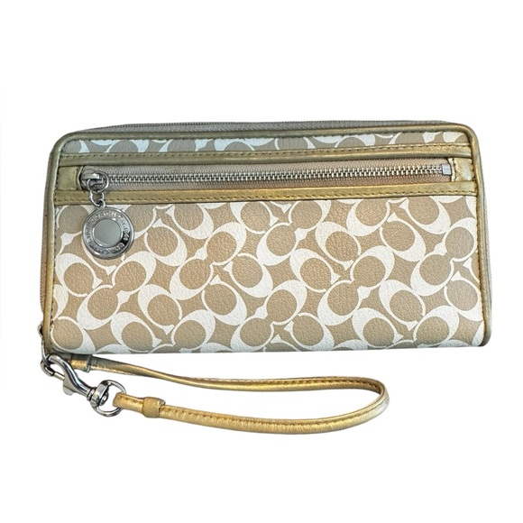 COACH Signature Zip Around Wristlet Wallet - Picture 3 of 14